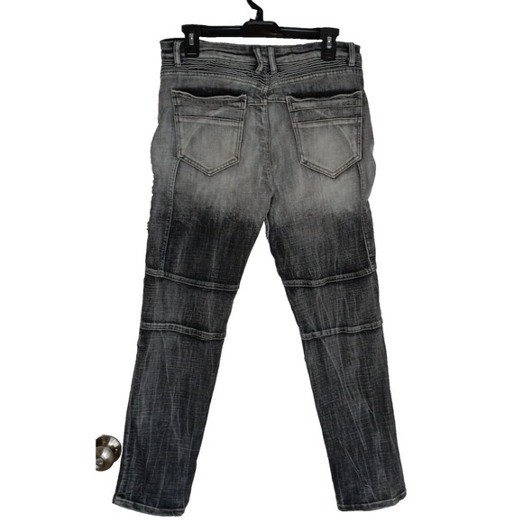 Men's Size 32 Faux Zip Pockets Ribbed Straight Leg Denim Jeans - Picture 4 of 7